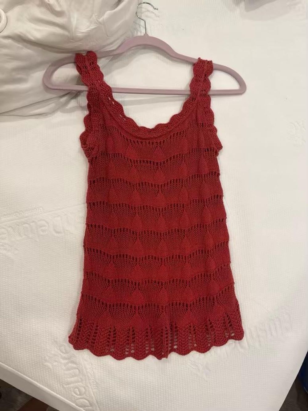 Betsey Johnson Red Crochet Knit Tank Top